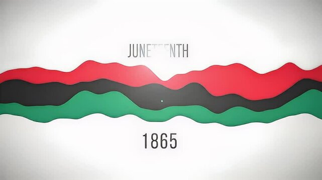 Juneteenth vector landscape with waves and 1865 symbol