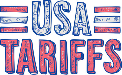 Hand drawn United States Tariffs. doodles vector illustration