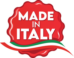 Made in Italy badge vector. Sticker with stars and national flag. vector illustration