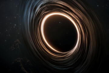 Black hole with accretion disk bending light in vast universe