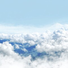 High-altitude view of fluffy clouds