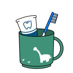 子供用の歯磨きセットのイラスト