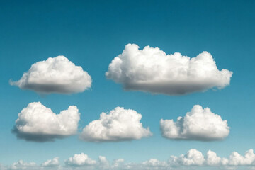 Obraz premium Soft white clouds float in a clear blue sky during a serene afternoon in nature