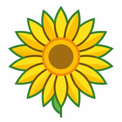 Vibrant Sunflower Icon Design with Bold Colors and Simple Shapes for Nature and Summer Themes Suitable for Various Creative Projects