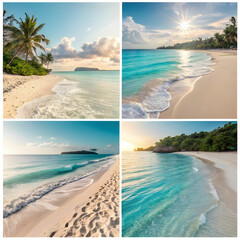 High Resolution Beach Background with Palm Trees 4K
