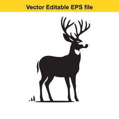 Majestic Mule Deer Silhouette: A Vector Illustration of a Buck