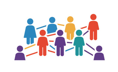 Colorful Network People Icons Ideal for Teamwork Collaboration and Social Media Graphics Design