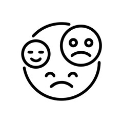 Fototapeta premium Mixed emotions icon in black outline for mental health awareness