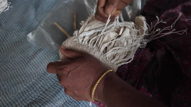 Shawl made with tie-dye resist dyeing technique, Goalpara, Bangladesh