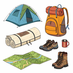 Outdoor Essentials Vector Pack for Camping and Trekking