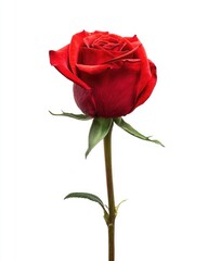 Single red rose, isolated on white