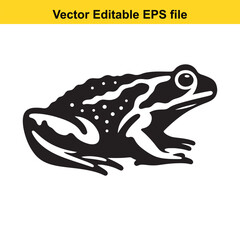 Vector illustration of a frog, black and white silhouette, amphibian
