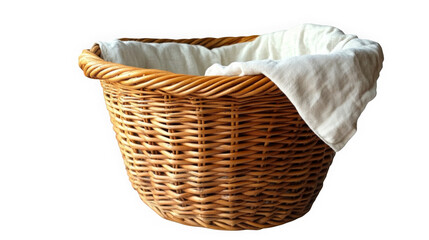 Obraz premium Isolated brown wicker laundry basket with clothes