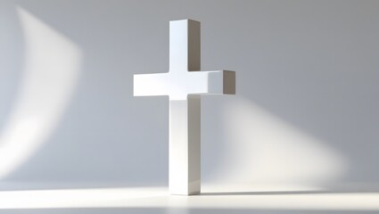 Obraz premium Inspirational White Cross with Soft Shadow and Clean Backdrop
