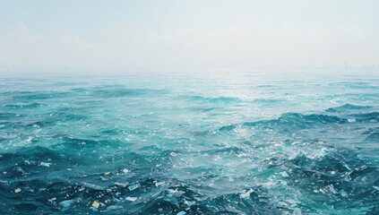 Fototapeta premium Ocean polluted with plastic debris