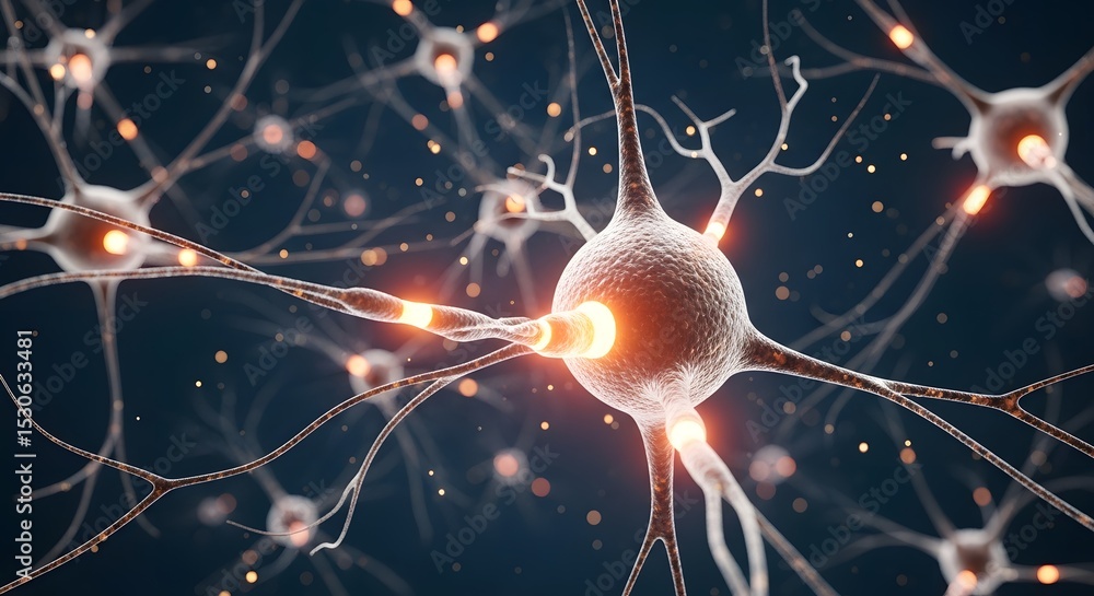 Aufkleber intricate neural network: microscopic view of neuron connections, glowing synapses, and complex brai