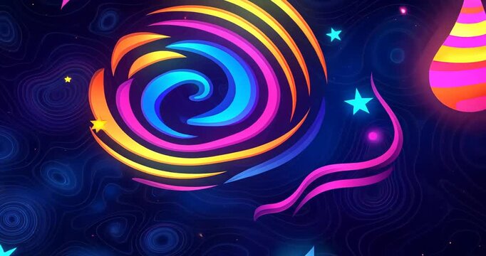 Colorful abstract space pattern with glowing shapes - Powered by Adobe