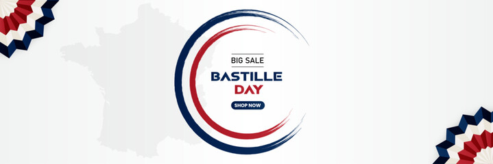France bastille day July 14 sale  banner background vector illustration