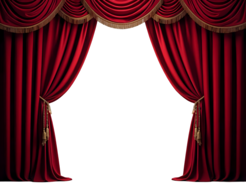 Classic Theater Curtains on Transparent Background