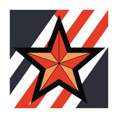 Fototapeta premium Abstract red star design on a geometric background with angled lines for creative applications