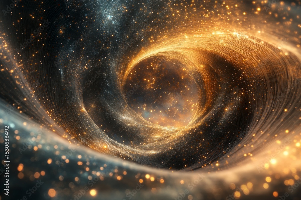 Poster wormhole tunnel of light: a cosmic gateway through space and time, illuminated by swirling nebulae a