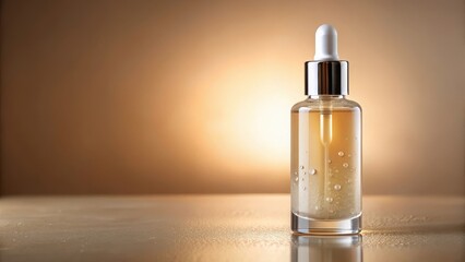 Fototapeta premium Close-up shot of beige liquid cosmetic gel or serum on a surface