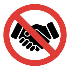 No Handshake Sign Vector &ndash; Red Circle Slash on Handshake Symbol &ndash; Avoid Physical Contact Icon for Safety and Hygiene Rules