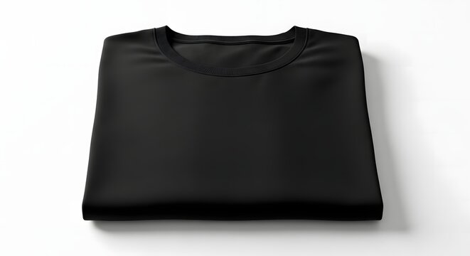Folded Black T-Shirt Mockup Plain, Simple, and Perfect for Design Presentations or E-commerce