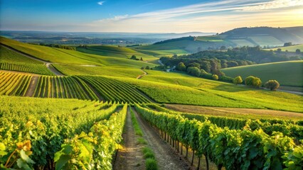 Rolling vineyard hills in Champagne region