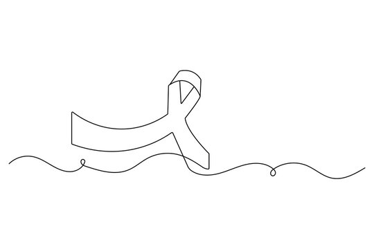 World aids ribbon continuous one line drawing minimalist outline vector art

