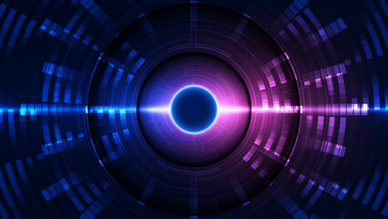 Abstract technology background with blue circle. Vector illustration for your design.