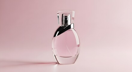 Elegant Perfume Bottle Design A Pink Glass Fragrance Container with Silver Accents