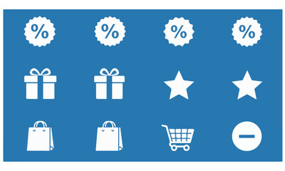 Flat Shopping & Discount Icon Grid Set