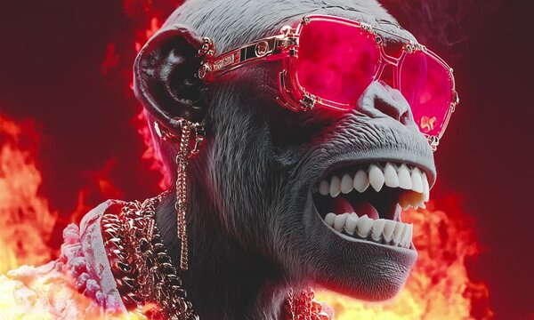Fashion cool monkey on fire.