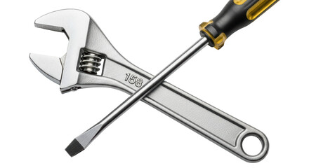 Isolated Wrench and Screwdriver Crossed