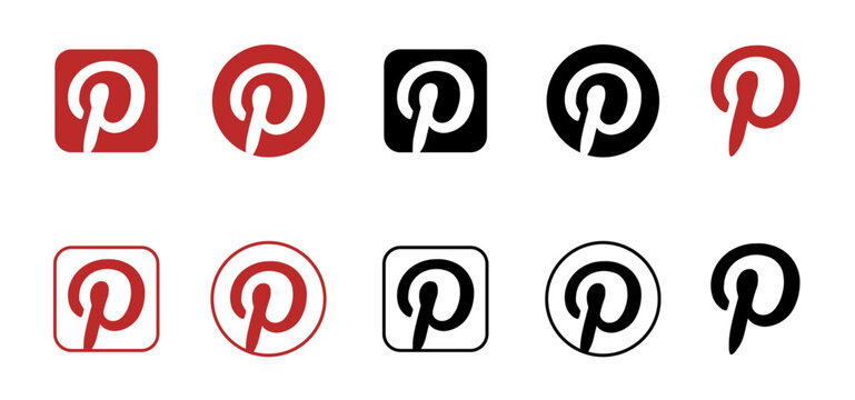 Pinterest social network logo. Social media icons.