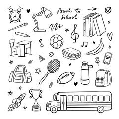 School clipart cute illustrations. Hand drawn school vector set