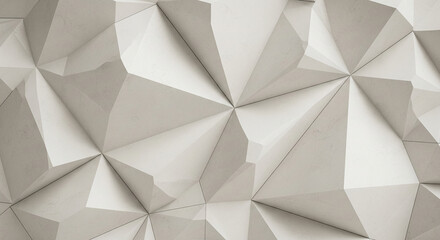 Fototapeta premium Abstract off-white geometric texture, composed of angular, multifaceted forms creating a three-dimensional effect, showcasing modern design and architecture