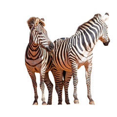 Two zebra isolated on white background