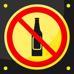 No Bottled Beverages Sign Vector Icon Design