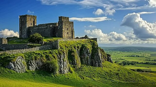 rock of cashel under clear skies video irish landscape