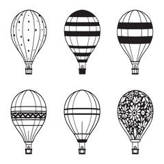 simple outline drawing of hot air balloon in sky
