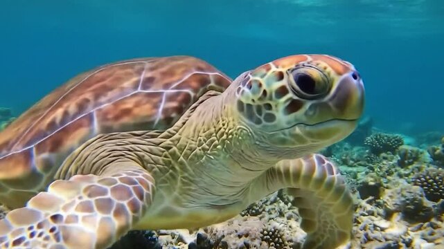 tortue nageant dans l'oc&eacute;an