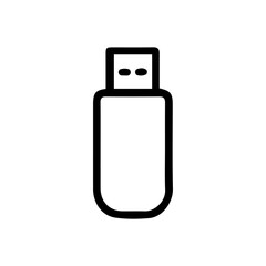 USB Flash Drive Icon: A clear and simple vector icon of a USB flash drive, perfect for illustrating data storage, technology, and file transfer concepts.