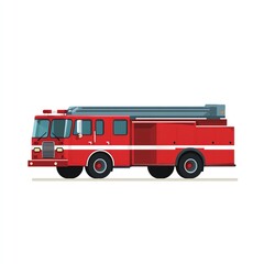 Powerful Red Firetruck Illustration, Ready for Action. A Detailed Vector Graphic Depicting Emergency Response Vehicle