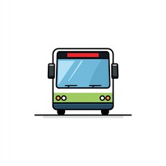 Simple yet striking bus icon design, showcasing flat colors and clean lines. A modern vector art illustration for public transit or transportation themes.