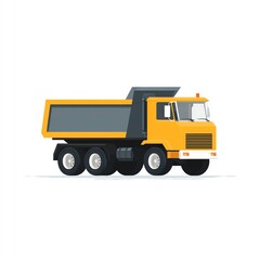 Powerful Yellow Dump Truck Icon Design, a Vector Art Illustration of Construction Vehicle