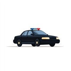 Fototapeta premium Black Police Car Illustration Vector Graphic Design Simple Flat Style Image