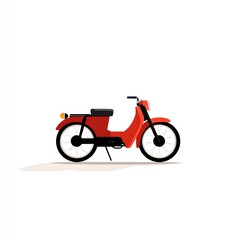 Fototapeta premium Classic Red Moped Illustration A Vintage Vehicle Design in Flat Colors, Simple and Clean Vector Art