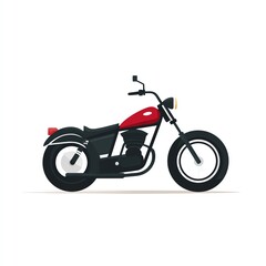Classic Red Motorcycle Illustration, Bold Design, Vector Art, Flat Style, Clean Lines, Simple Background
